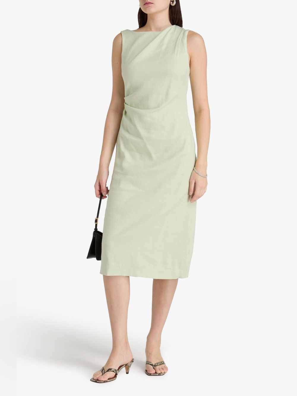 NWT ✨THEORY
Draped linen-blend twill midi dress NWT